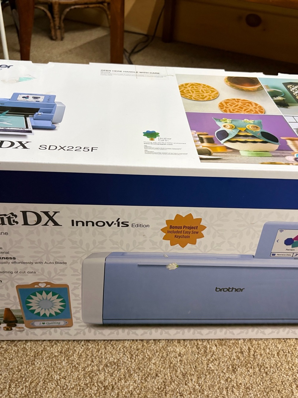 Brother ScanNCut SDX225F Cutting Machine - Light Blue and White Box Artwork